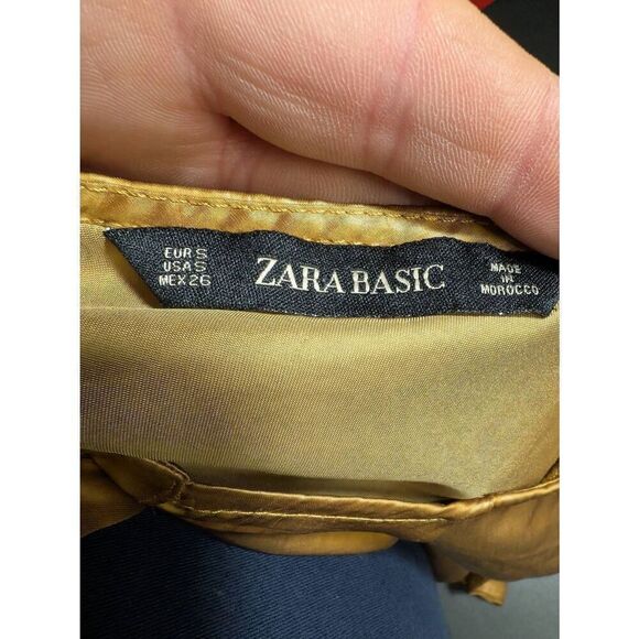 Zara Gold/Mustard Creased Effect Blouse Top S - Picture 3 of 5
